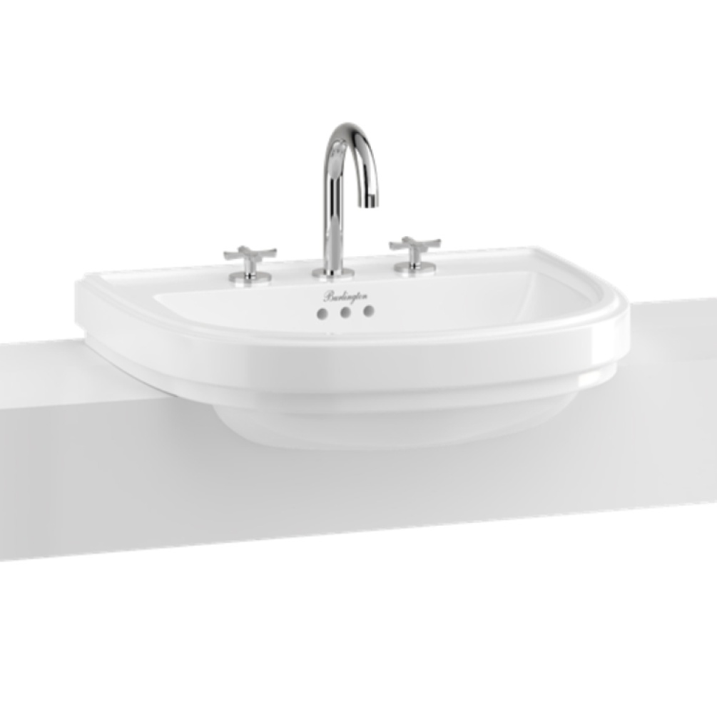 Product Cut out image of the Burlington Riviera D Shaped Semi Recessed Basin